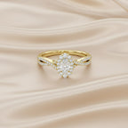 0.55 Carat Oval and Round Cut Lab Grown Diamond Halo Engagement Ring