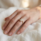 0.55 Carat Oval and Round Cut Lab Grown Diamond Halo Engagement Ring