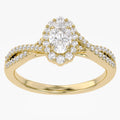 0.55 Carat Oval and Round Cut Lab Grown Diamond Halo Engagement Ring