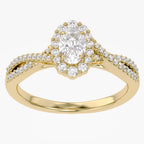0.55 Carat Oval and Round Cut Lab Grown Diamond Halo Engagement Ring