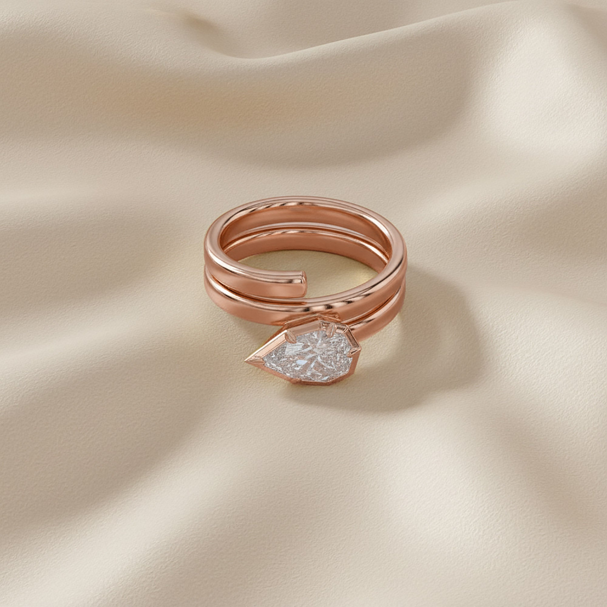 1.00 Carat Pear Shape Lab Grown Diamond Spiral Engagement Ring