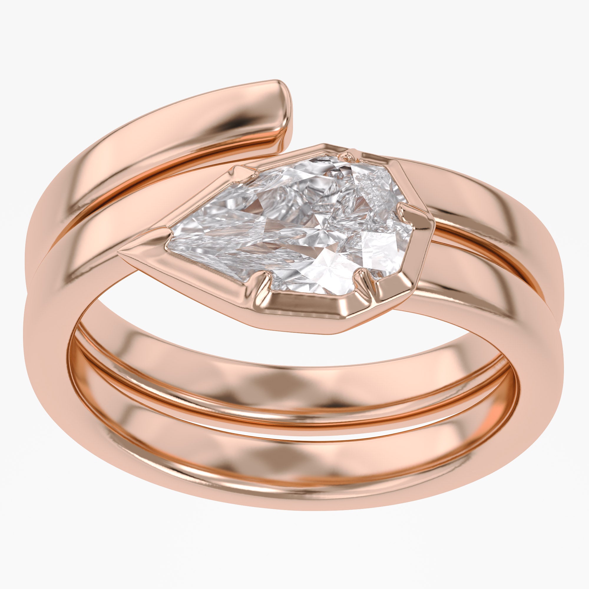 1.00 Carat Pear Shape Lab Grown Diamond Spiral Engagement Ring