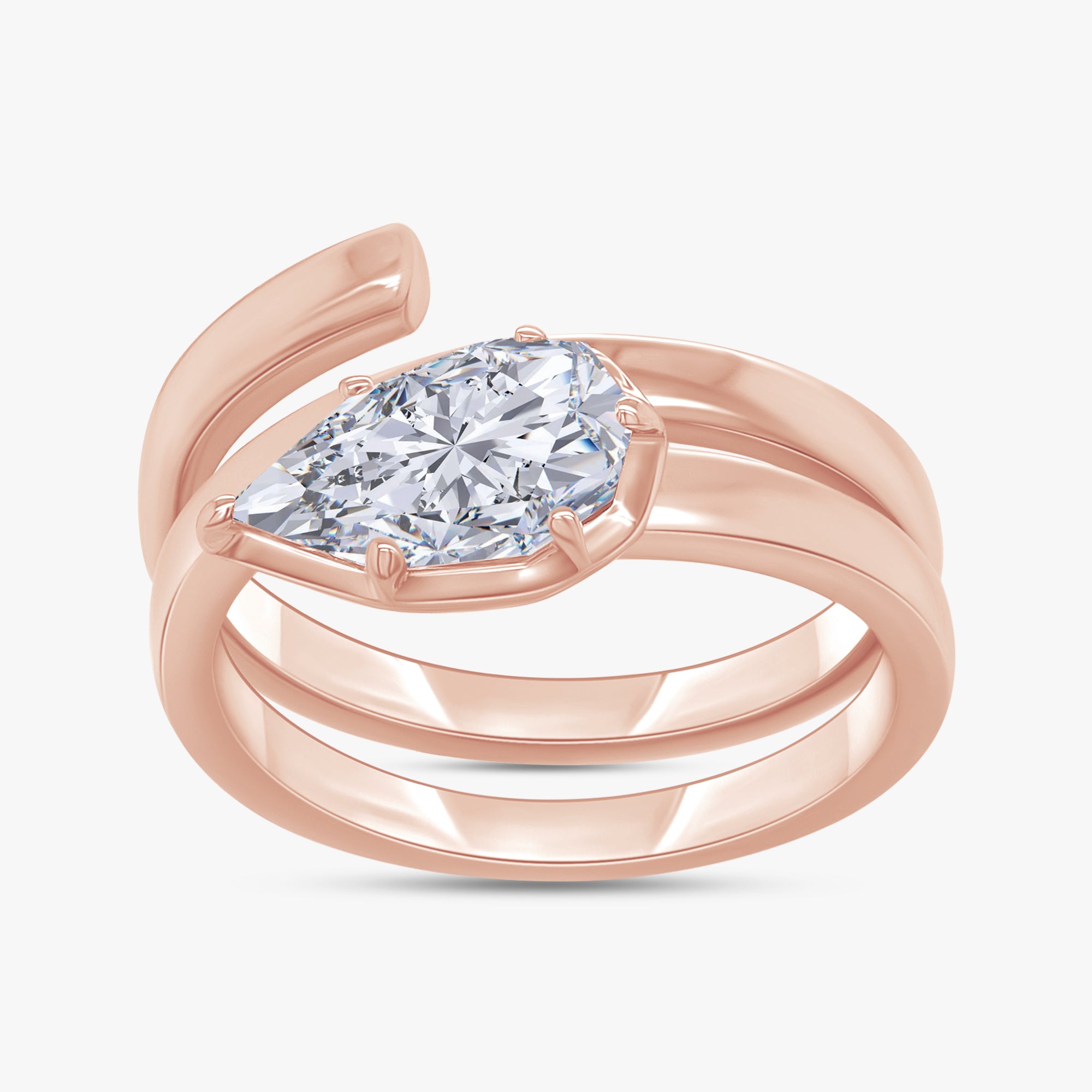 1.00 Carat Pear Shape Lab Grown Diamond Spiral Engagement Ring