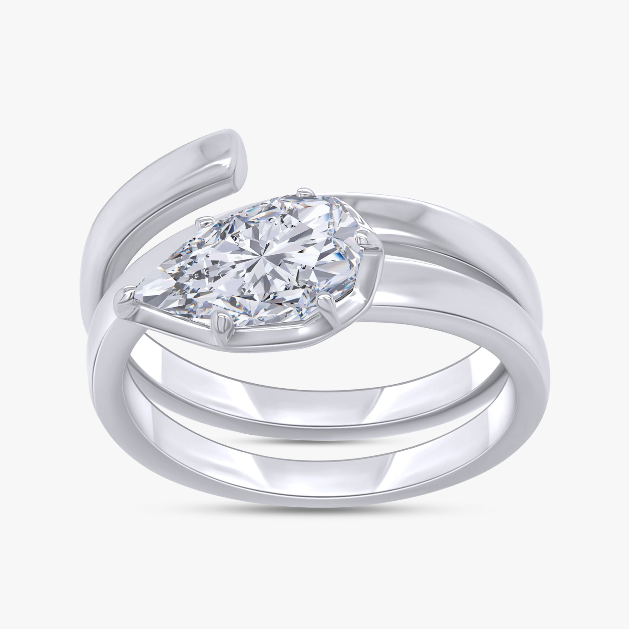 1.00 Carat Pear Shape Lab Grown Diamond Spiral Engagement Ring