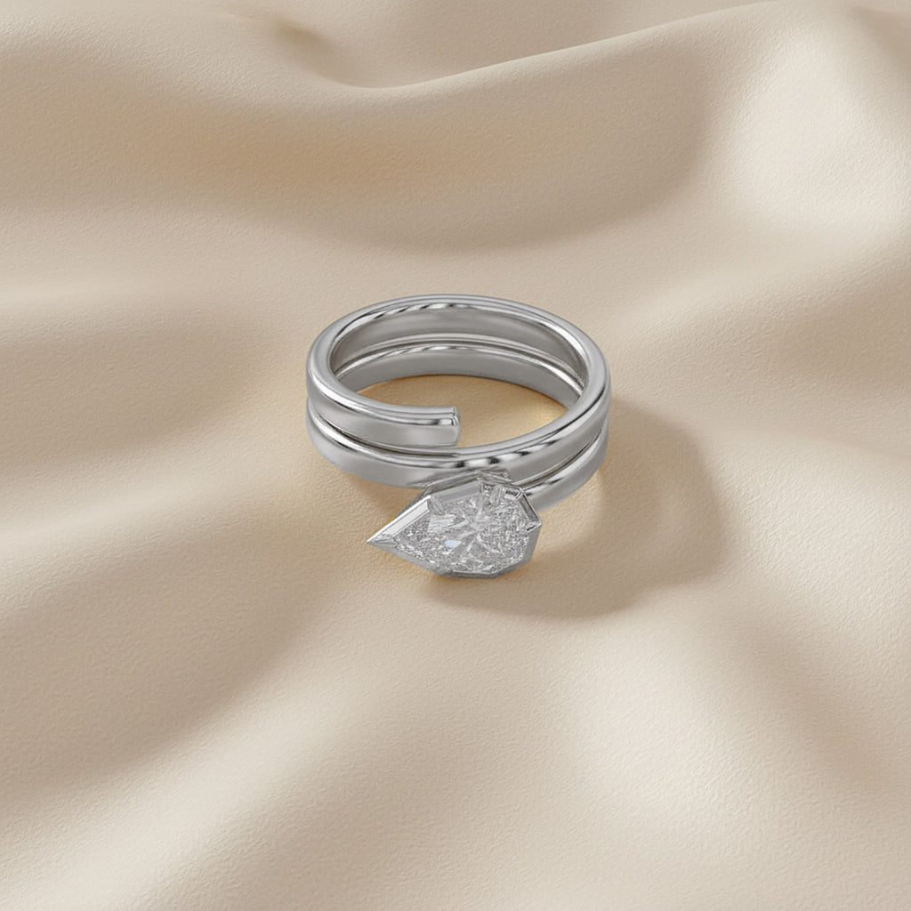 1.00 Carat Pear Shape Lab Grown Diamond Spiral Engagement Ring