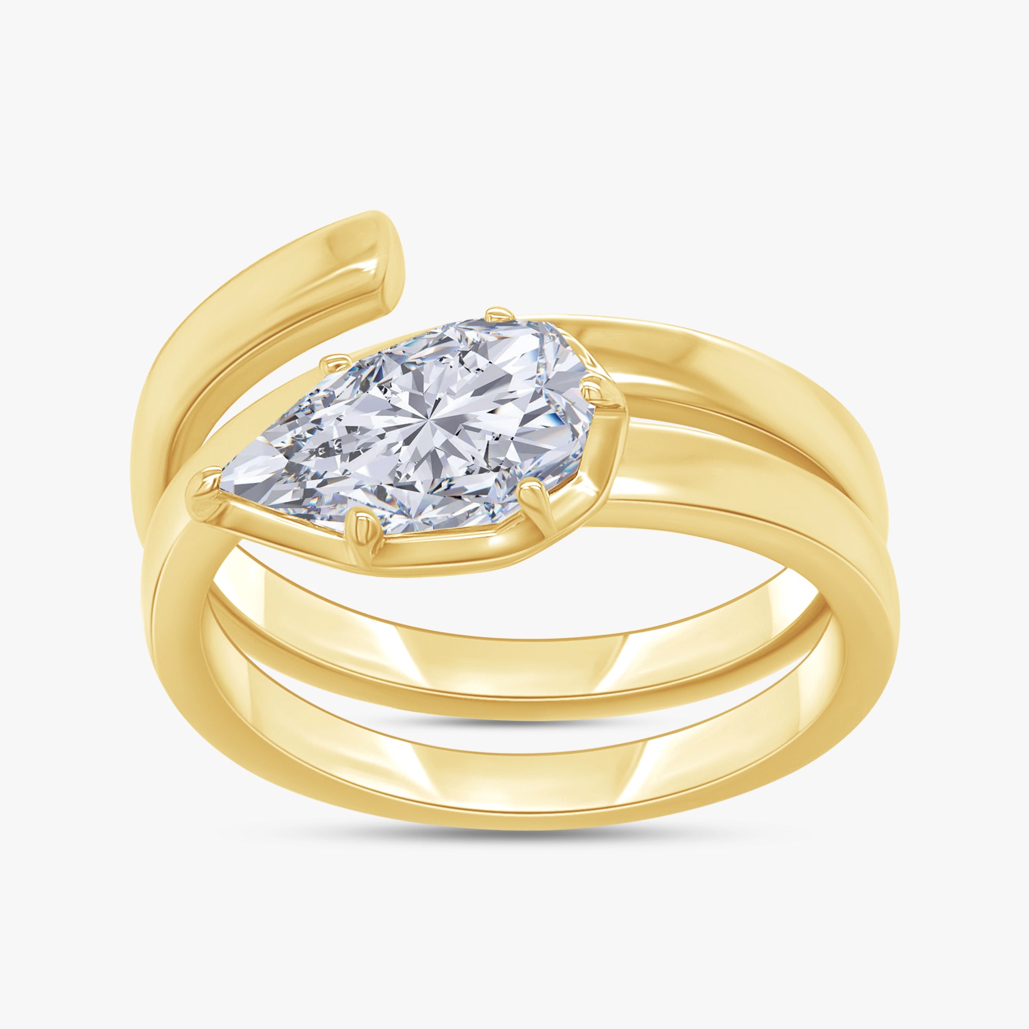 1.00 Carat Pear Shape Lab Grown Diamond Spiral Engagement Ring