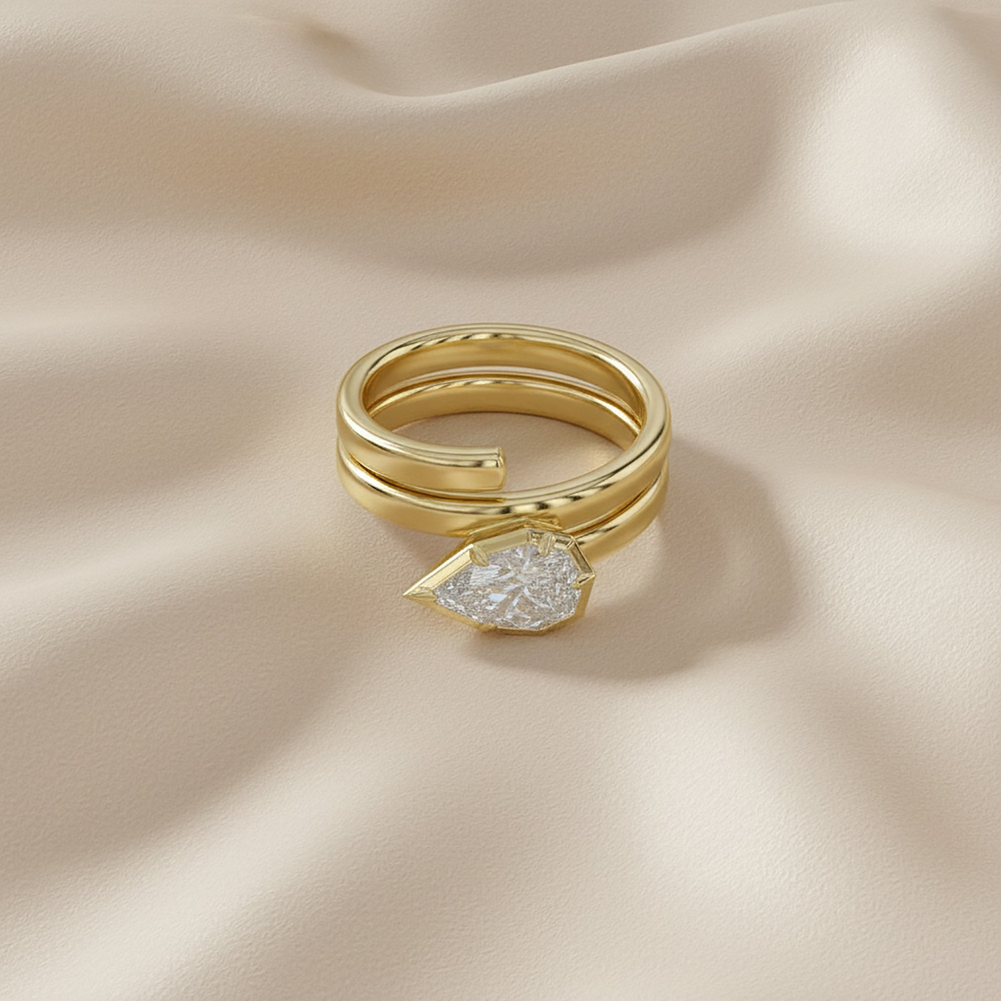 1.00 Carat Pear Shape Lab Grown Diamond Spiral Engagement Ring
