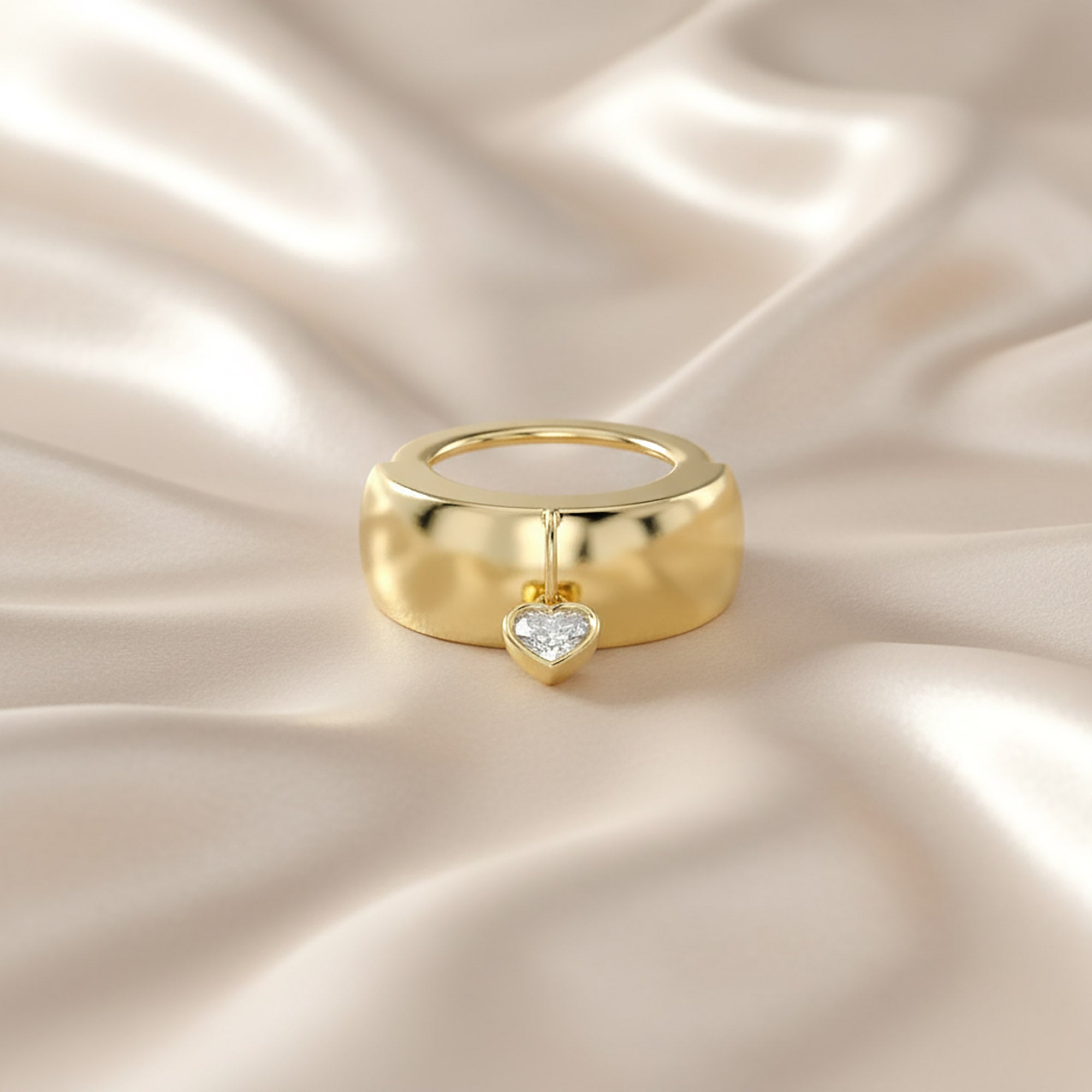 0.50 Carat Heart Shape Lab Grown Diamond Charm Oura Crown Ring Jacket