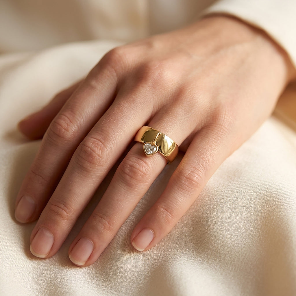 0.50 Carat Heart Shape Lab Grown Diamond Charm Oura Crown Ring Jacket