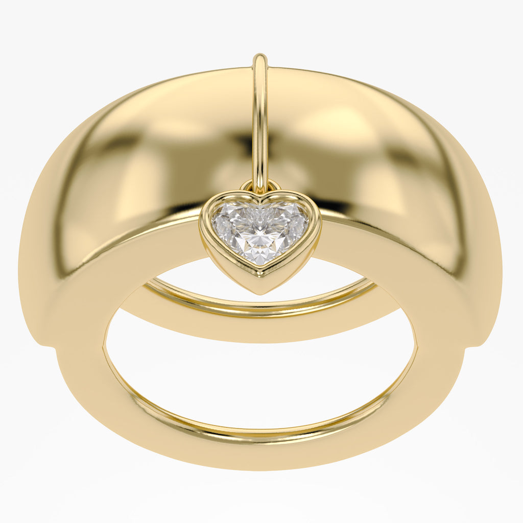 0.50 Carat Heart Shape Lab Grown Diamond Charm Oura Crown Ring Jacket