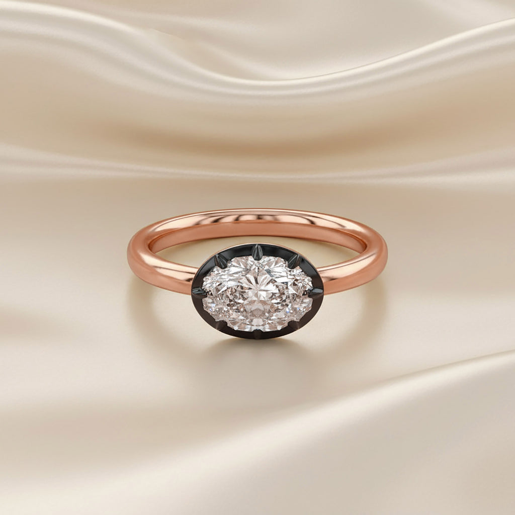 1.00 Carat Oval Cut Lab Grown Diamond Bezel Set Solitaire Engagement Ring