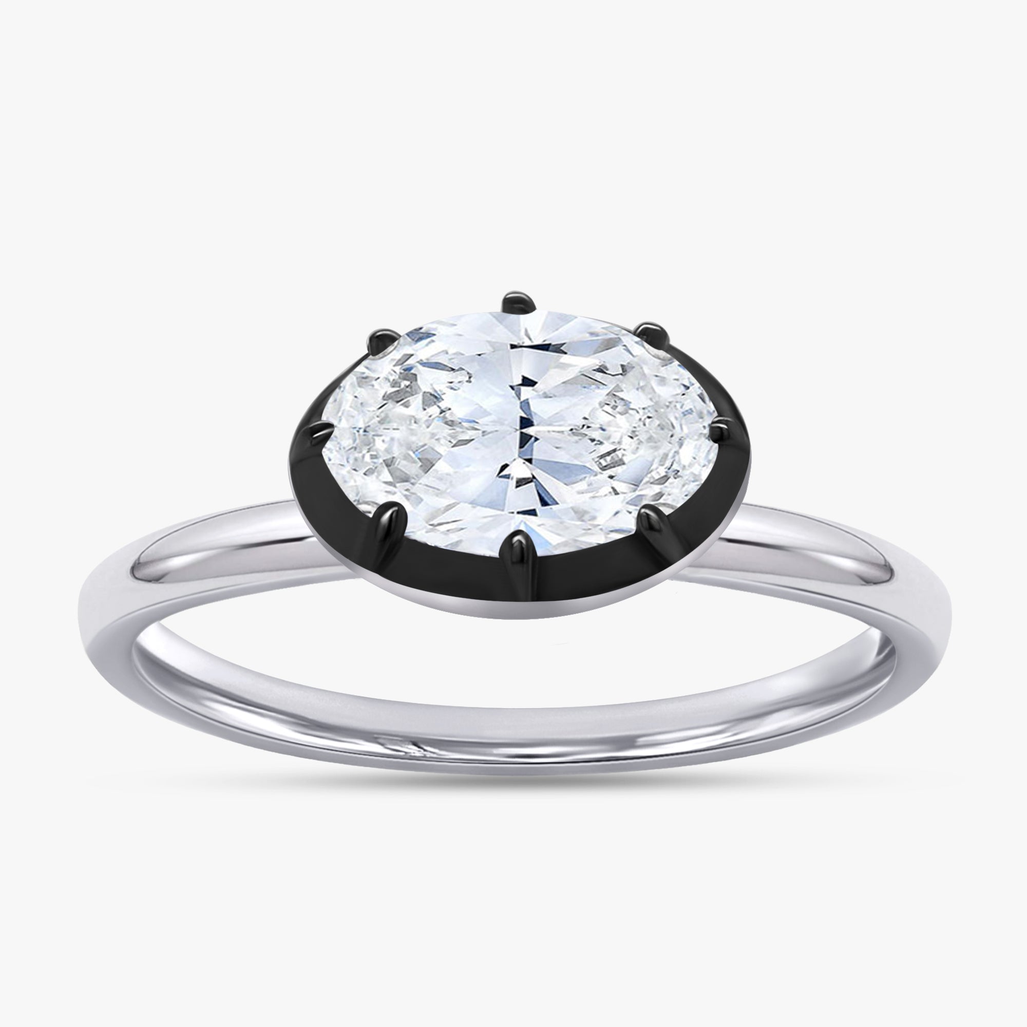 1.00 Carat Oval Cut Lab Grown Diamond Bezel Set Solitaire Engagement Ring