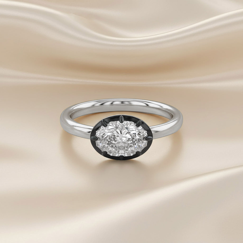 1.00 Carat Oval Cut Lab Grown Diamond Bezel Set Solitaire Engagement Ring