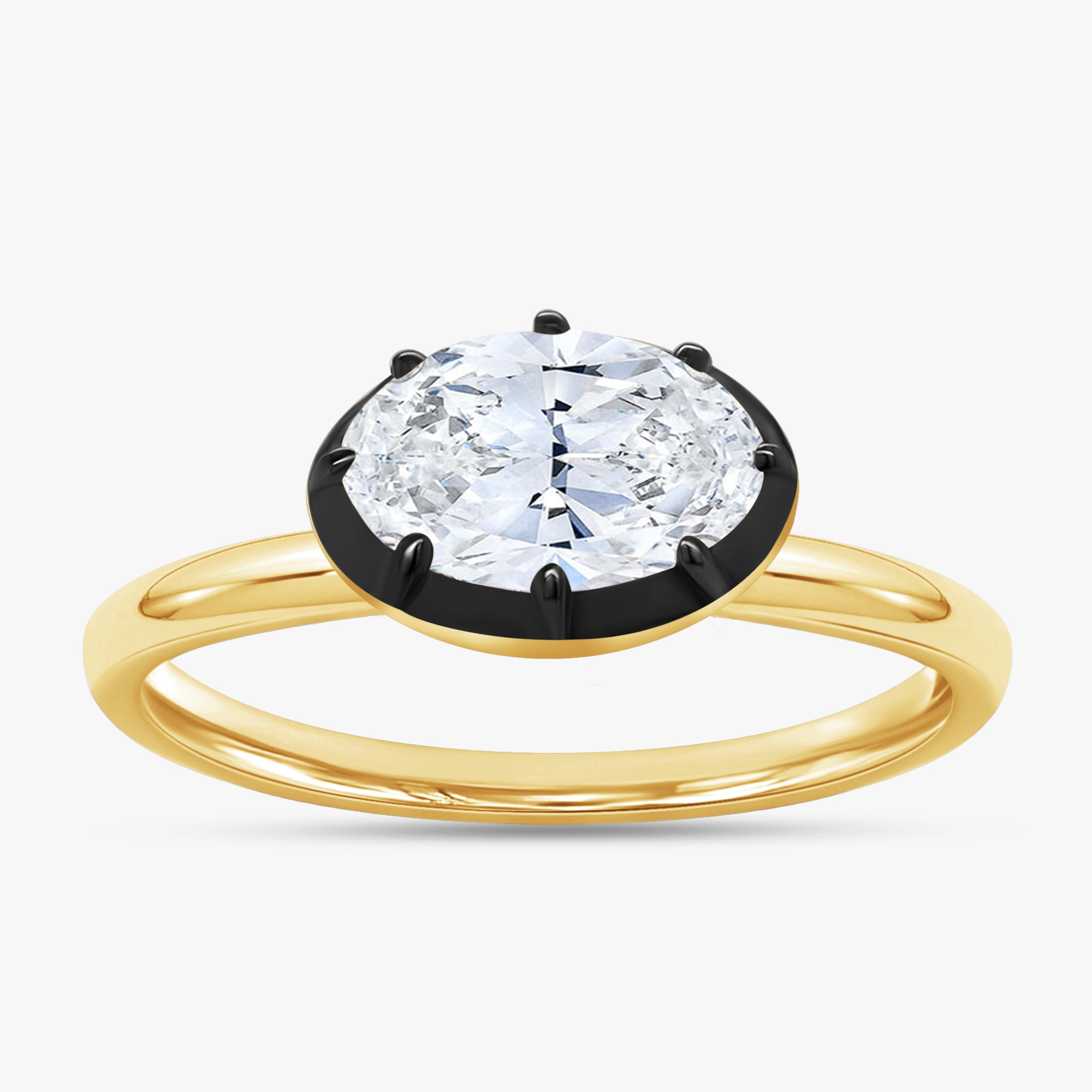 1.00 Carat Oval Cut Lab Grown Diamond Bezel Set Solitaire Engagement Ring