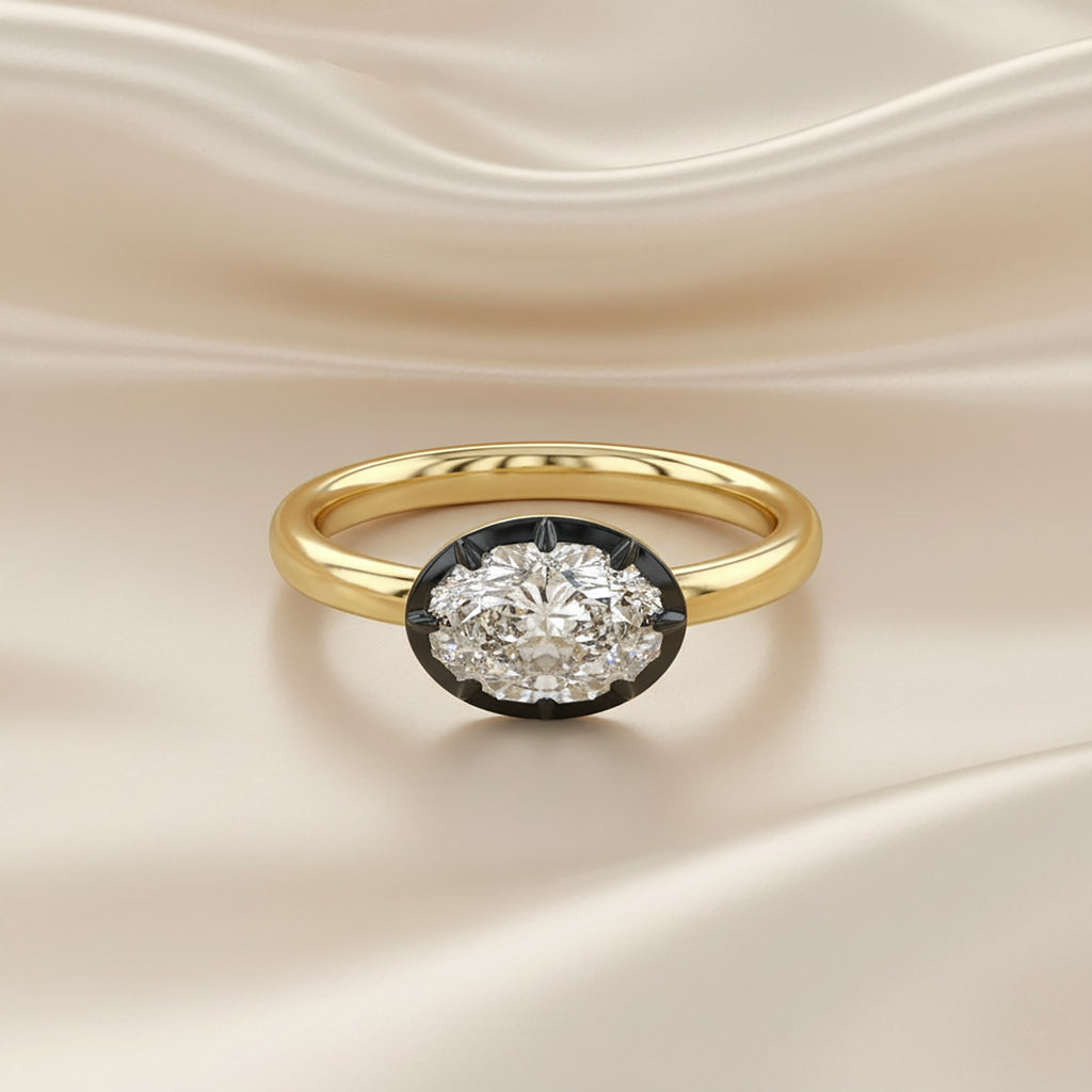1.00 Carat Oval Cut Lab Grown Diamond Bezel Set Solitaire Engagement Ring