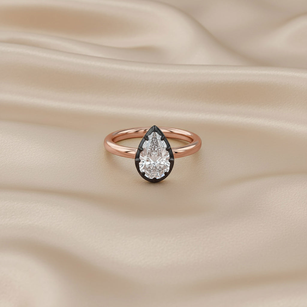 1.00 Carat Pear Shape Lab Grown Diamond Georgian Engagement Ring