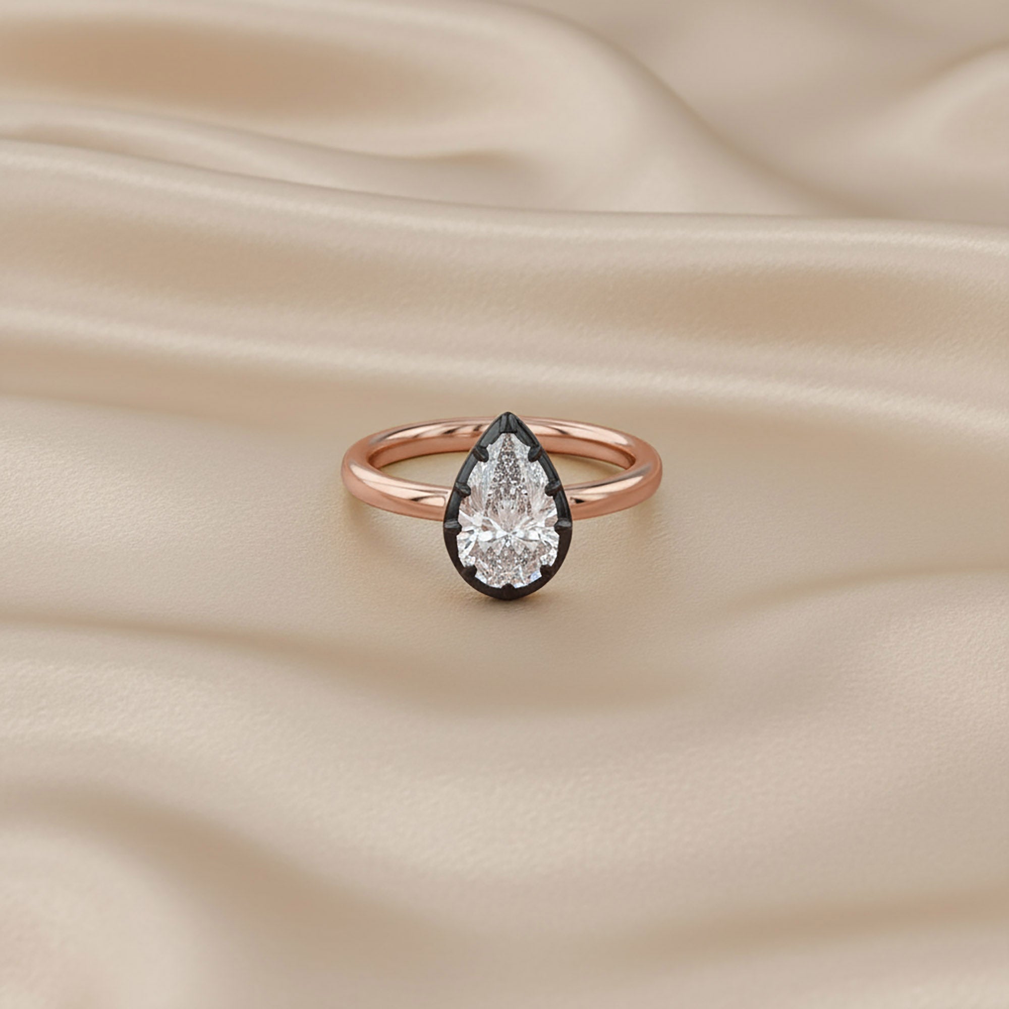 1.00 Carat Pear Shape Lab Grown Diamond Georgian Engagement Ring