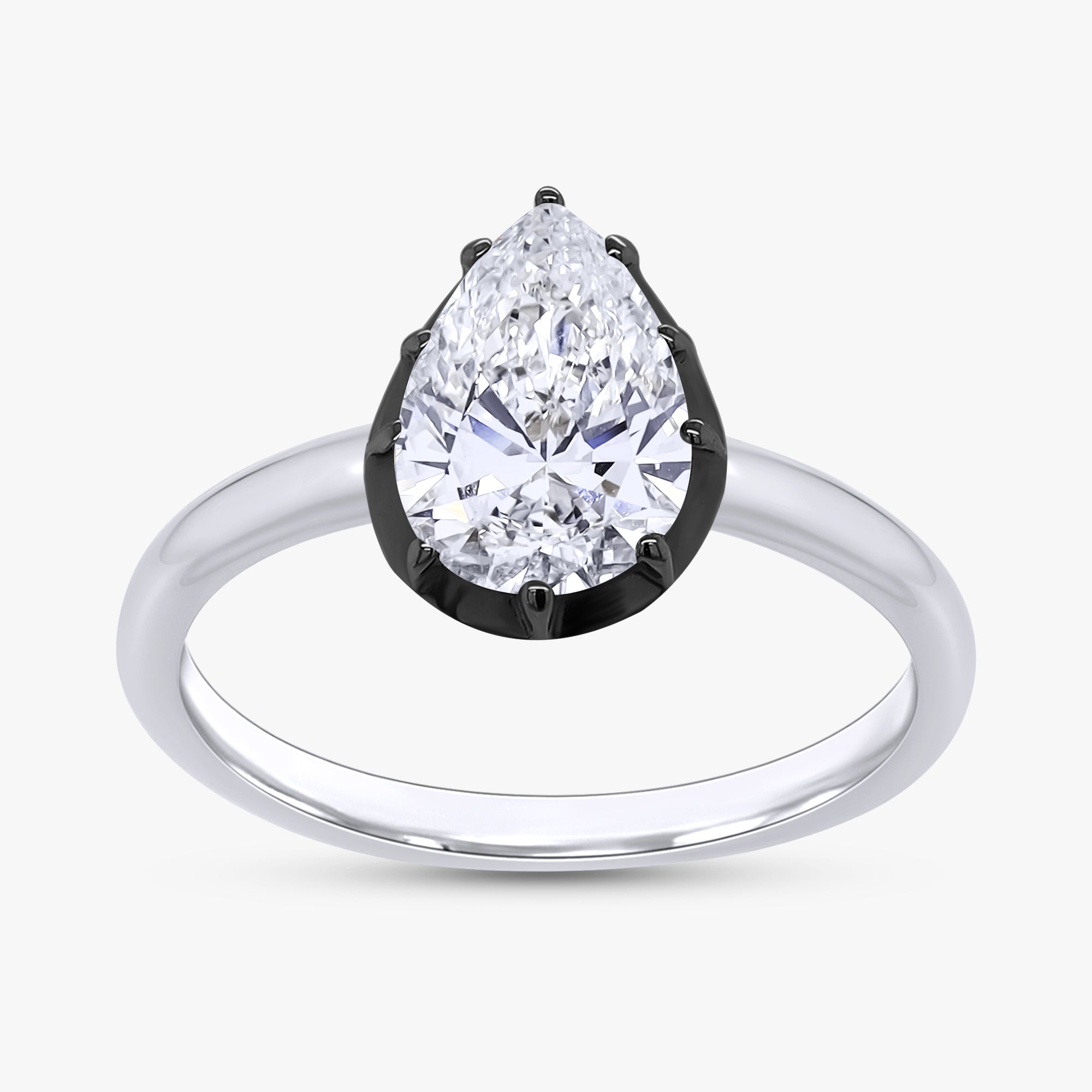 1.00 Carat Pear Shape Lab Grown Diamond Georgian Engagement Ring
