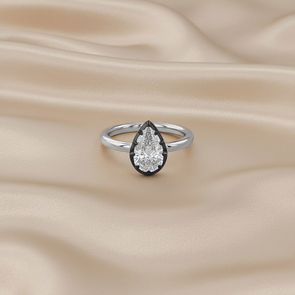 1.00 Carat Pear Shape Lab Grown Diamond Georgian Engagement Ring