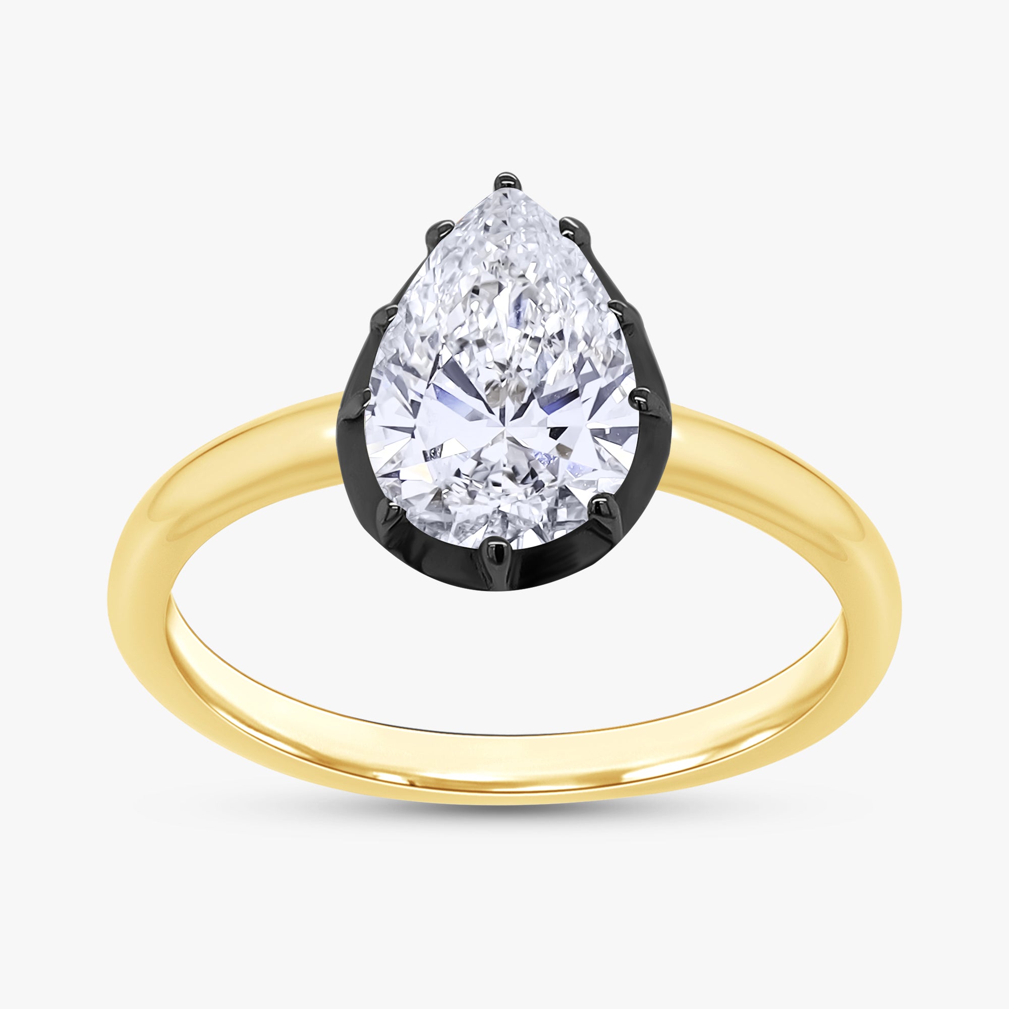 1.00 Carat Pear Shape Lab Grown Diamond Georgian Engagement Ring