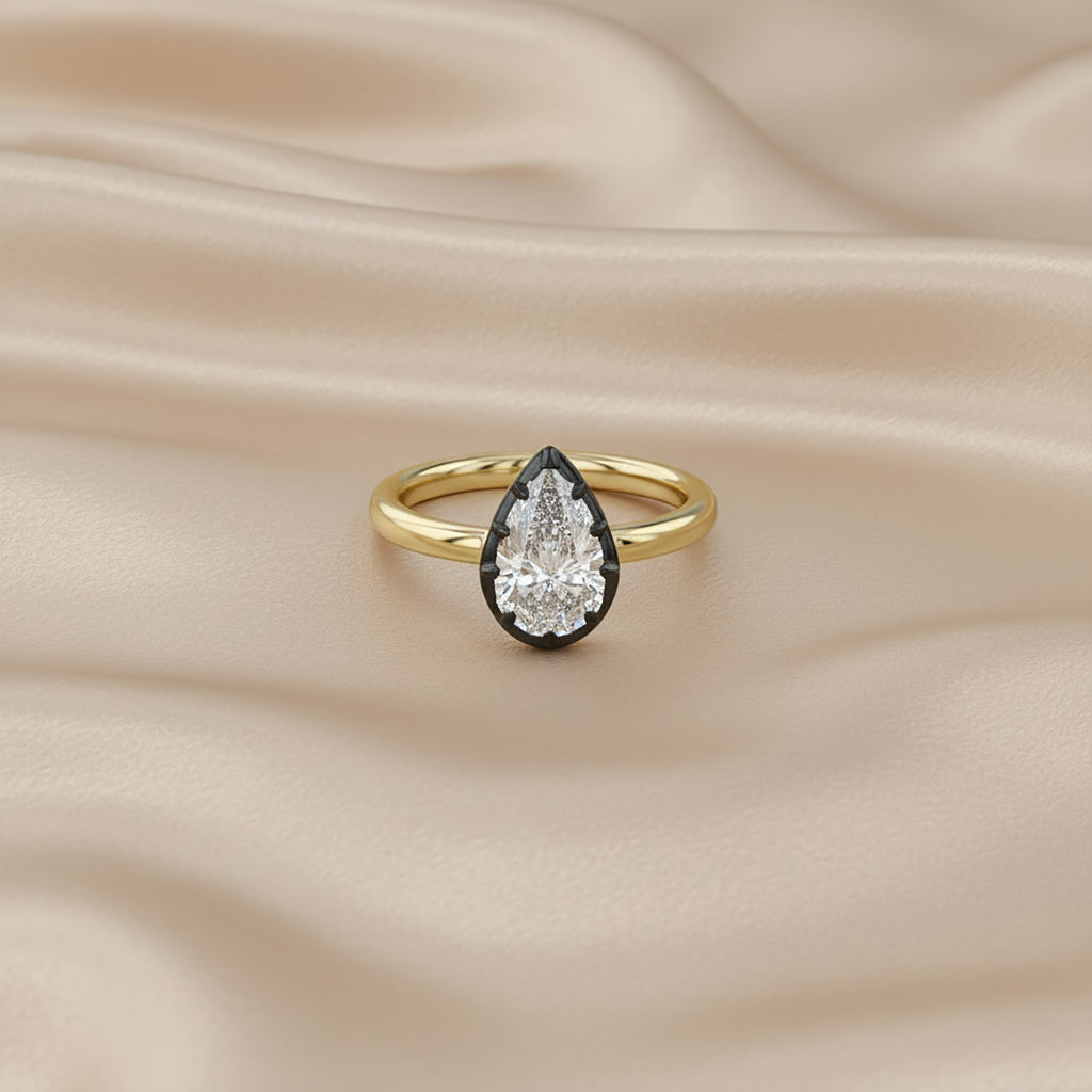 1.00 Carat Pear Shape Lab Grown Diamond Georgian Engagement Ring