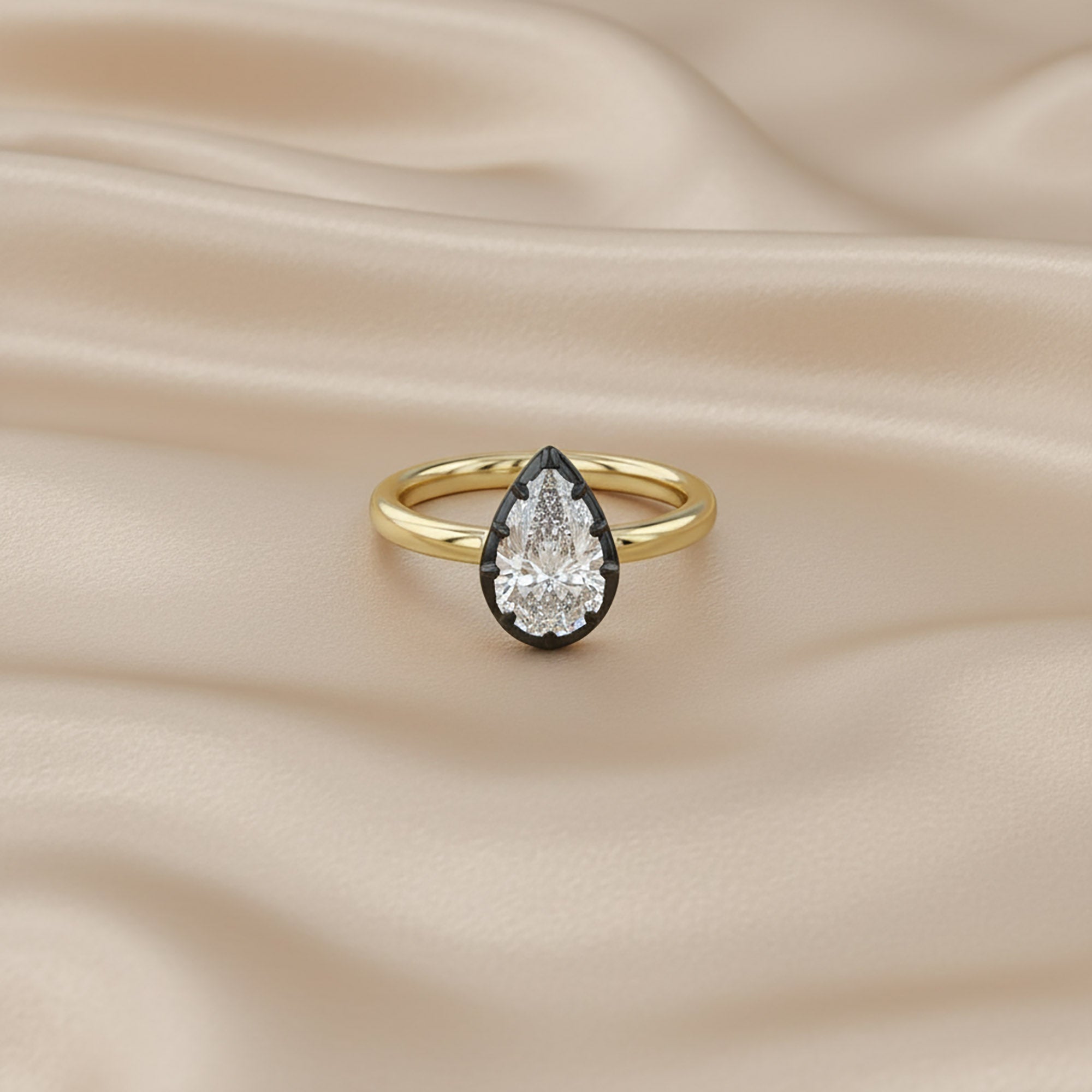 1.00 Carat Pear Shape Lab Grown Diamond Georgian Engagement Ring