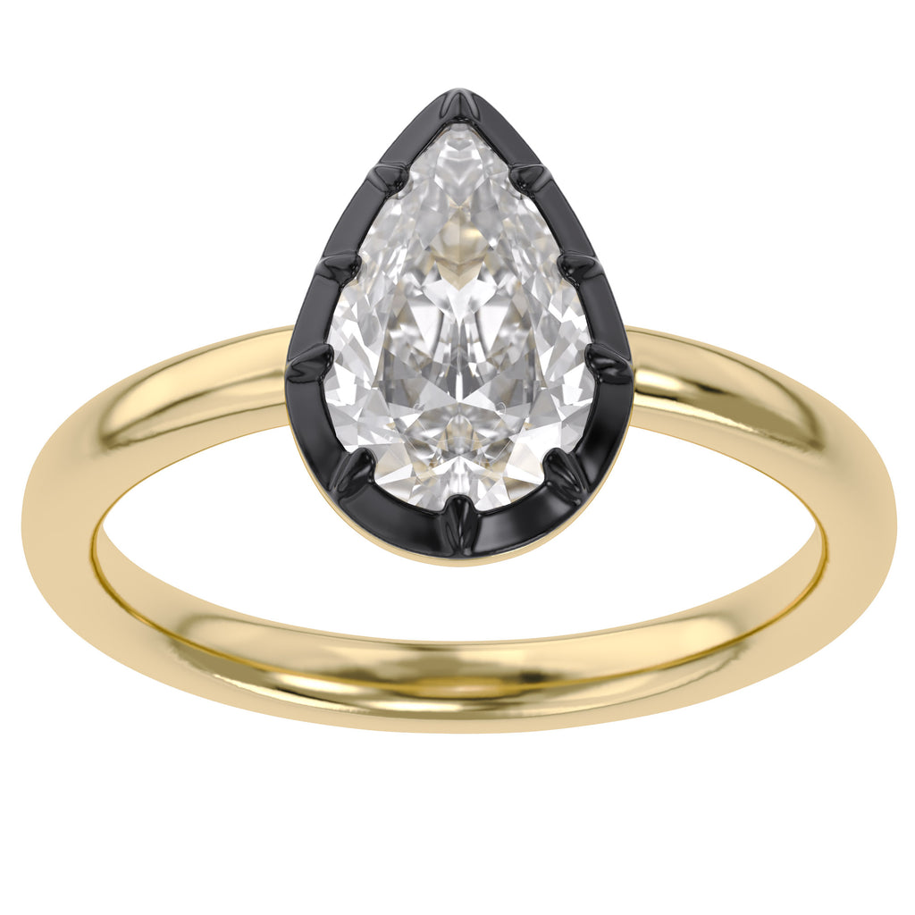 1.00 Carat Pear Shape Lab Grown Diamond Georgian Engagement Ring