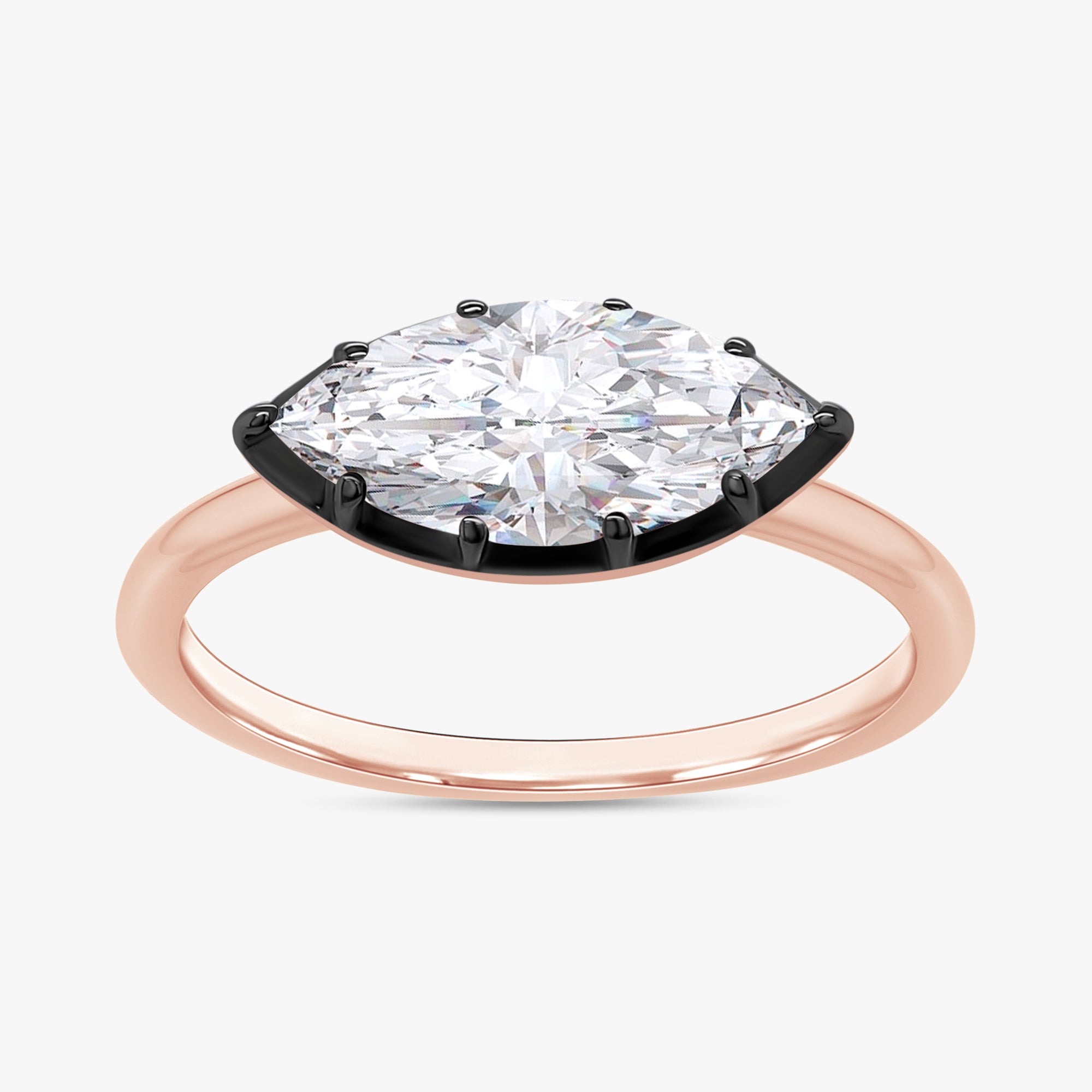 1.00 Carat Marquise Cut Lab Grown Diamond Georgian Engagement Ring