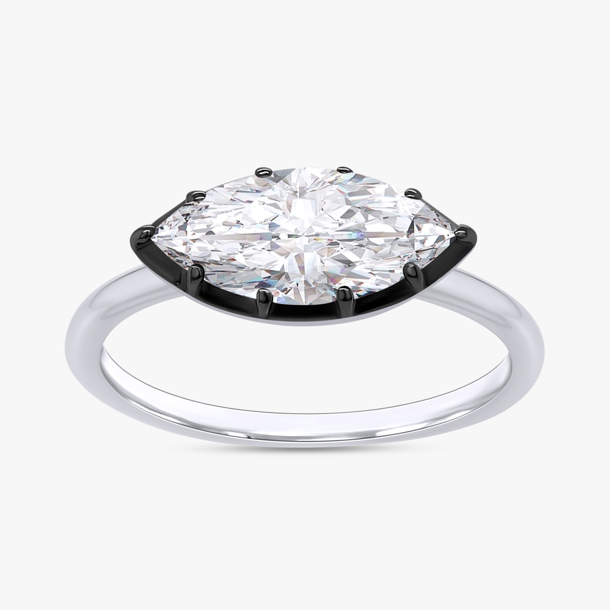 1.00 Carat Marquise Cut Lab Grown Diamond Georgian Engagement Ring