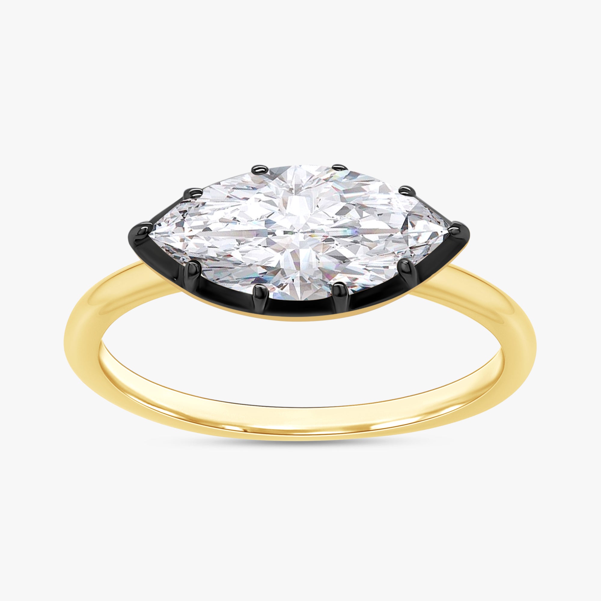 1.00 Carat Marquise Cut Lab Grown Diamond Georgian Engagement Ring