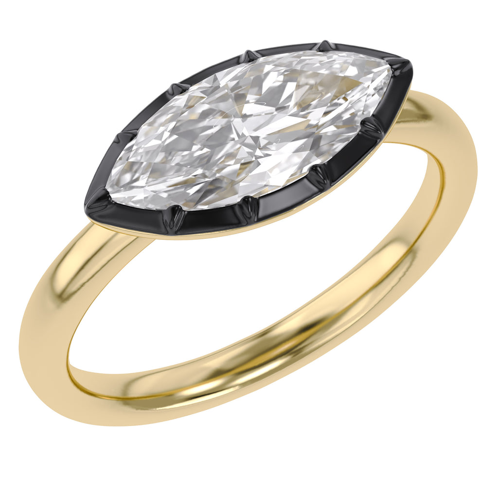 1.00 Carat Marquise Cut Lab Grown Diamond Georgian Engagement Ring