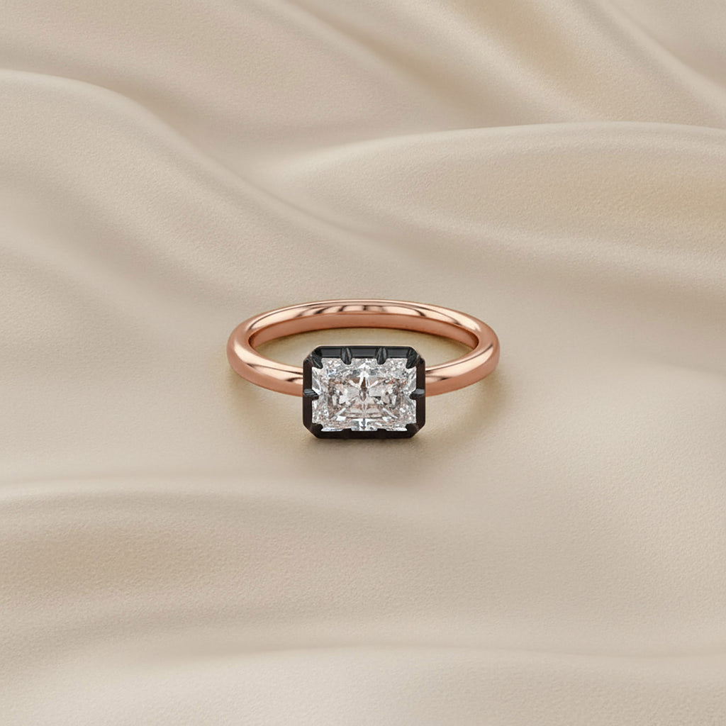 1.00 Carat Radiant Cut Lab Grown Diamond Georgian Engagement Ring