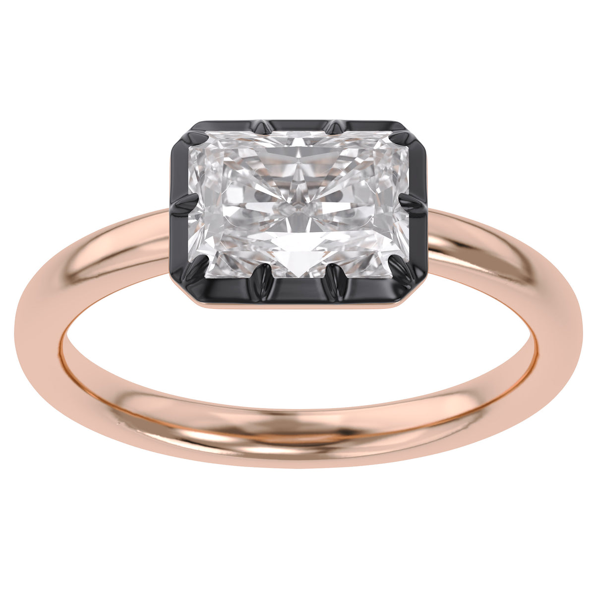 1.00 Carat Radiant Cut Lab Grown Diamond Georgian Engagement Ring