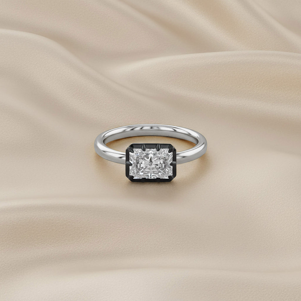 1.00 Carat Radiant Cut Lab Grown Diamond Georgian Engagement Ring