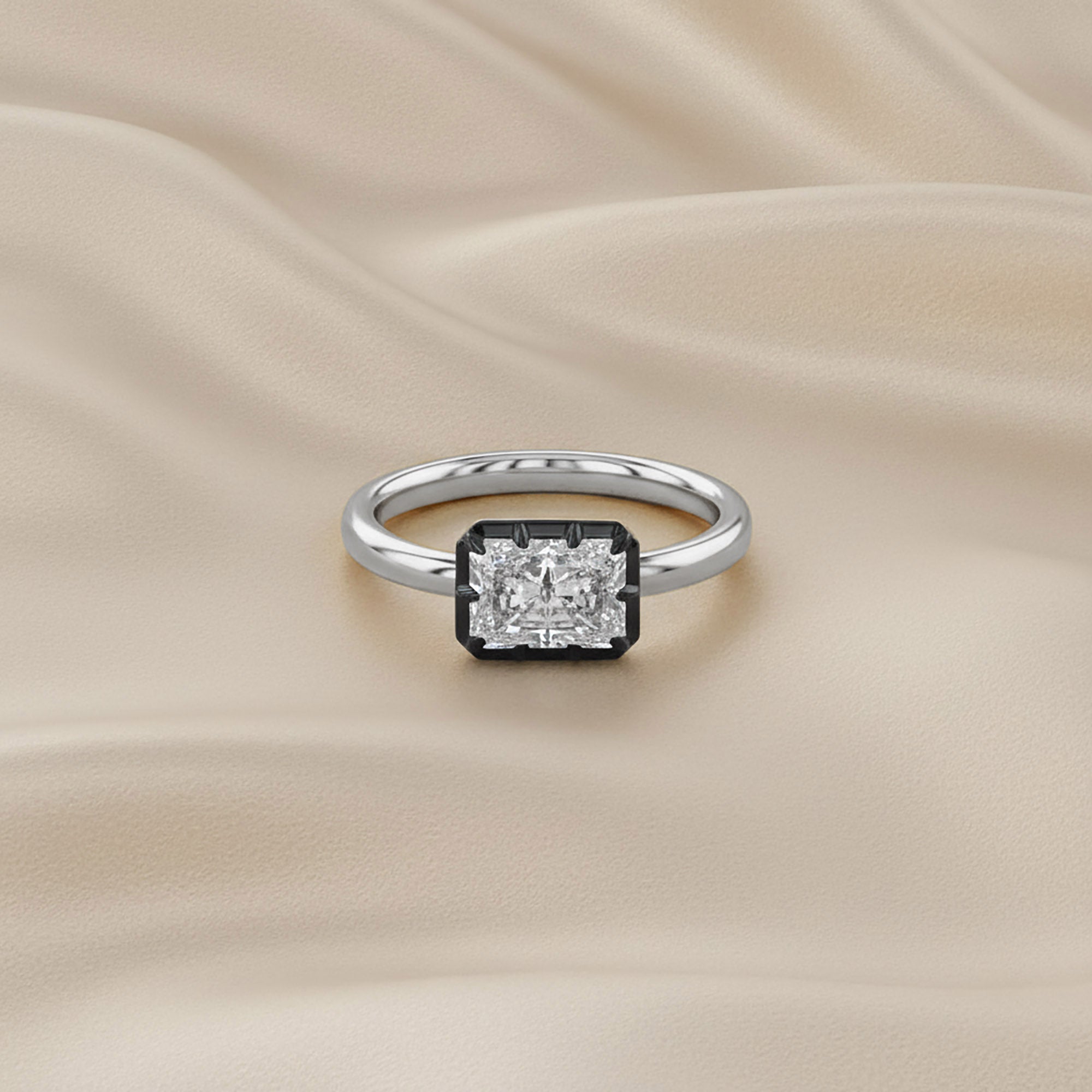 1.00 Carat Radiant Cut Lab Grown Diamond Georgian Engagement Ring