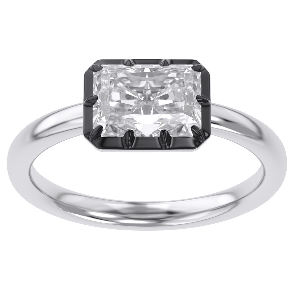 1.00 Carat Radiant Cut Lab Grown Diamond Georgian Engagement Ring