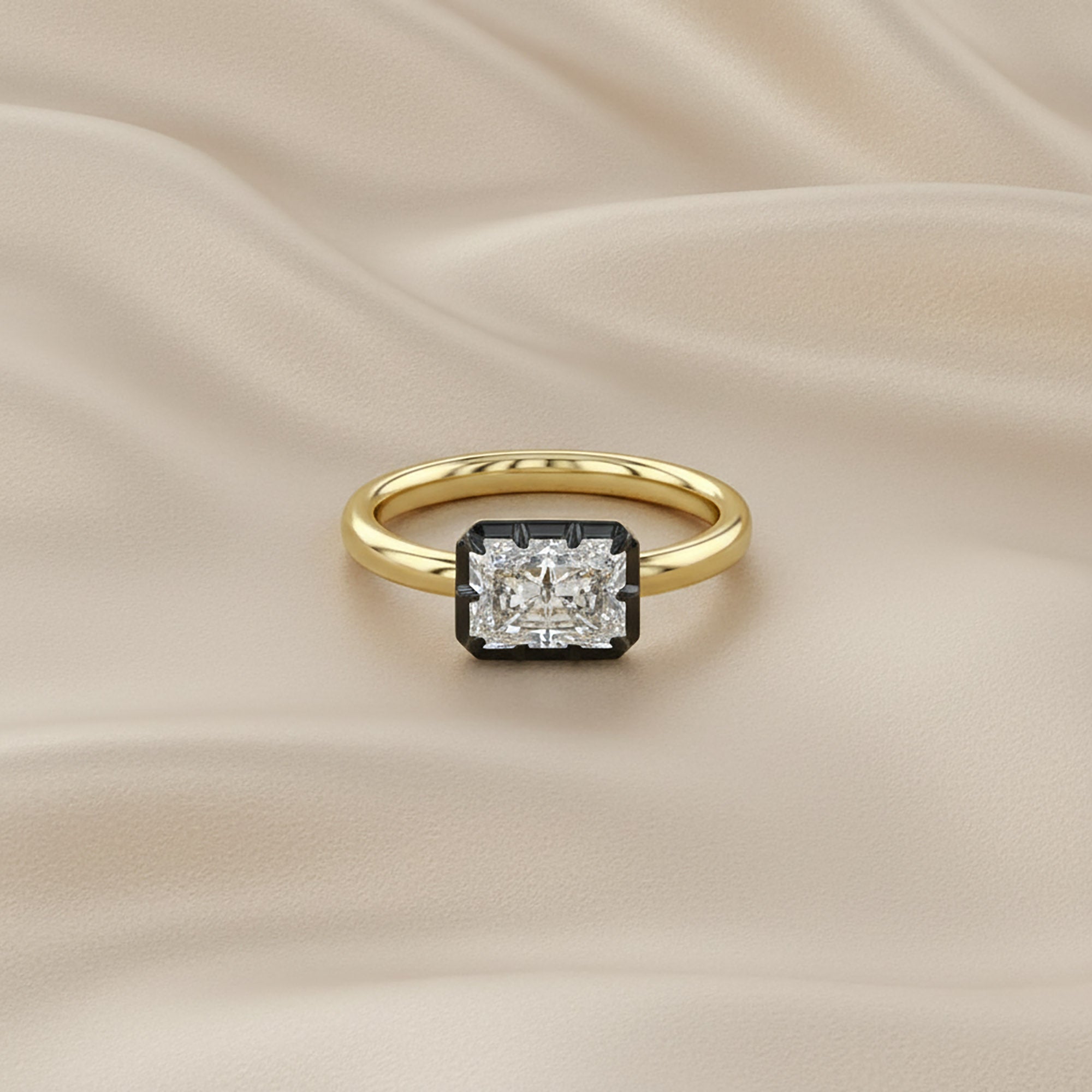 1.00 Carat Radiant Cut Lab Grown Diamond Georgian Engagement Ring