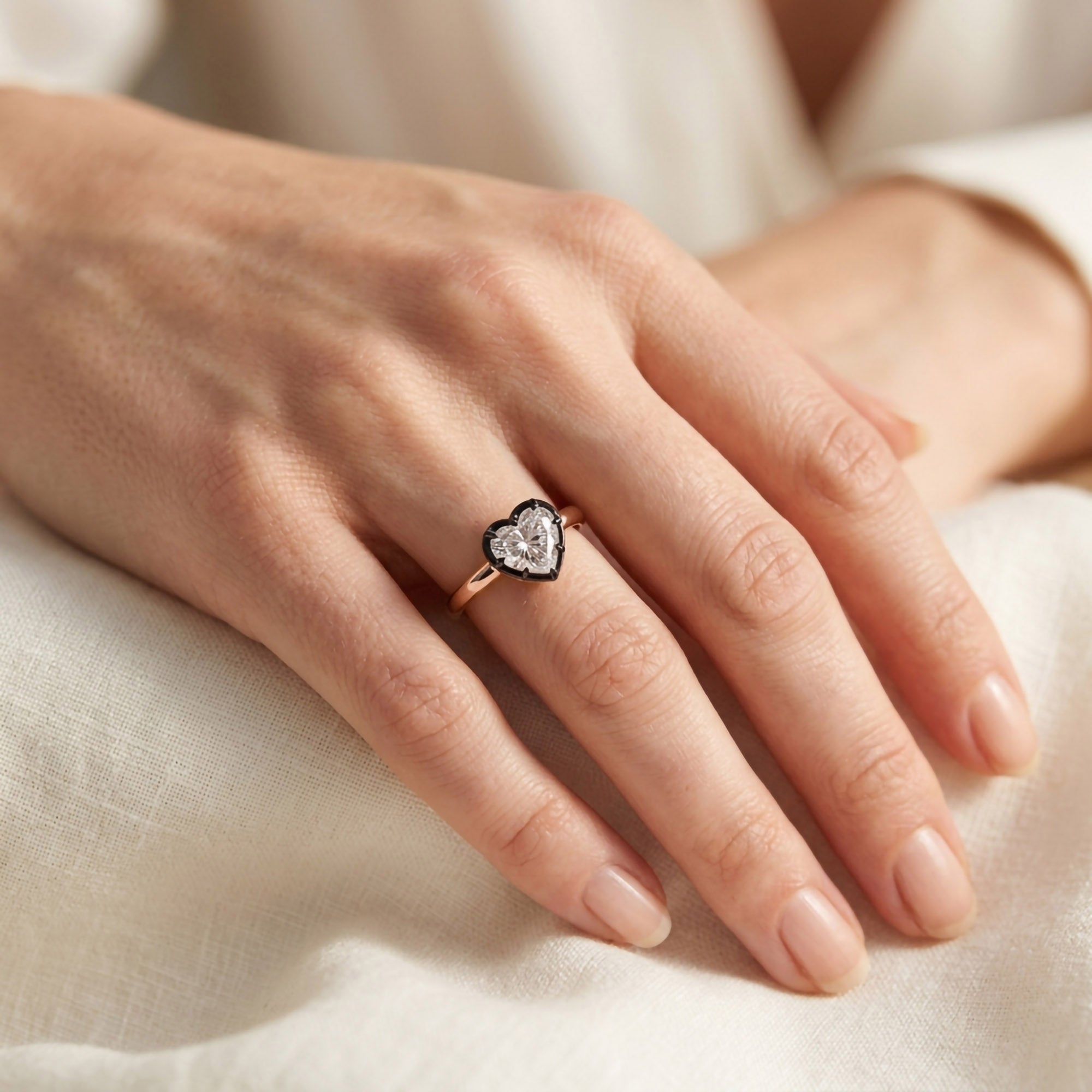 1.00 Carat Heart Shape Lab Grown Diamond Georgian Engagement Ring