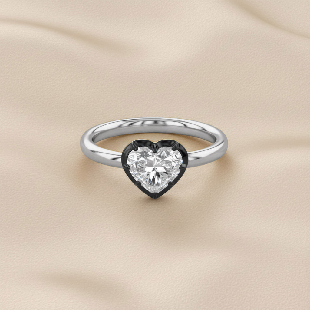 1.00 Carat Heart Shape Lab Grown Diamond Georgian Engagement Ring