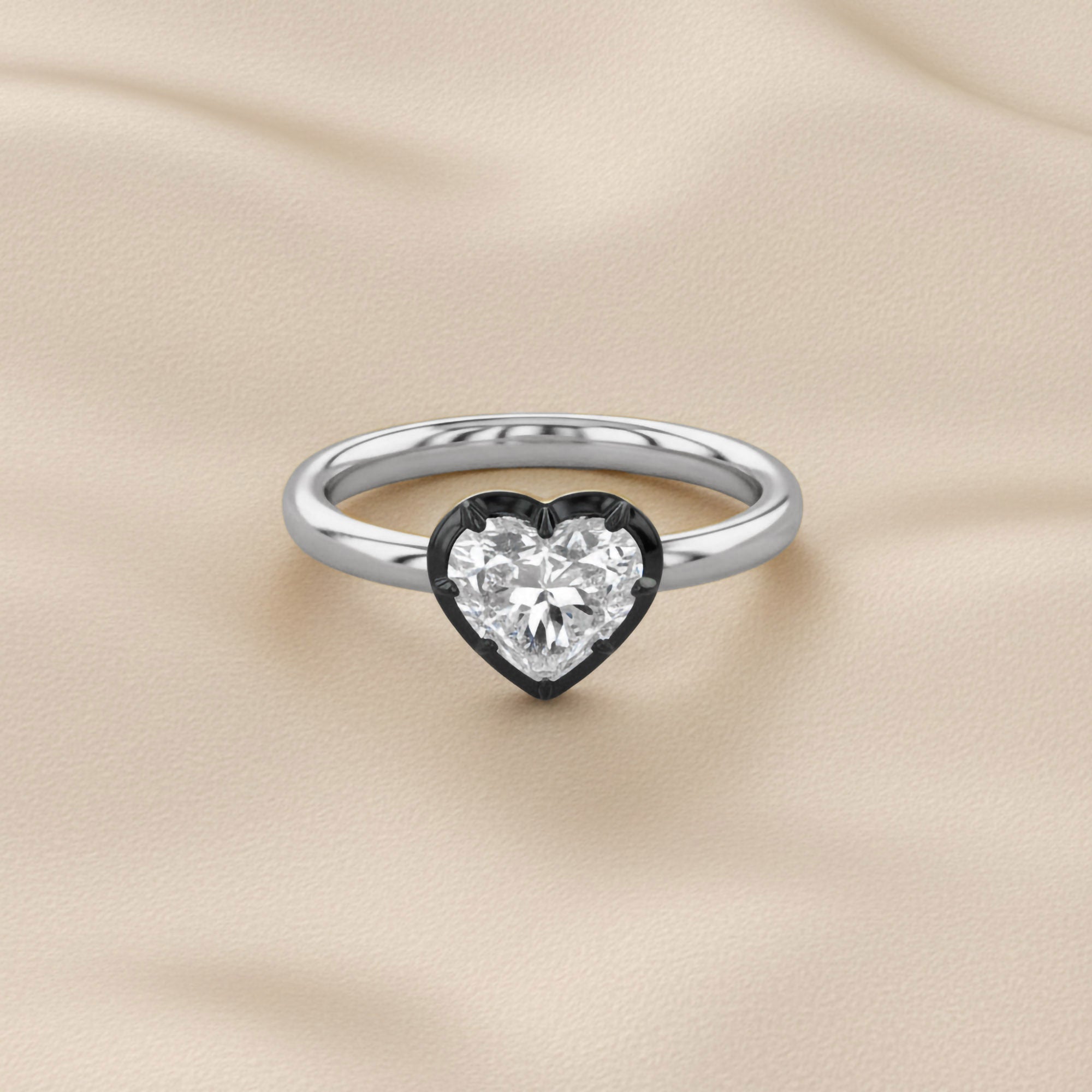 1.00 Carat Heart Shape Lab Grown Diamond Georgian Engagement Ring