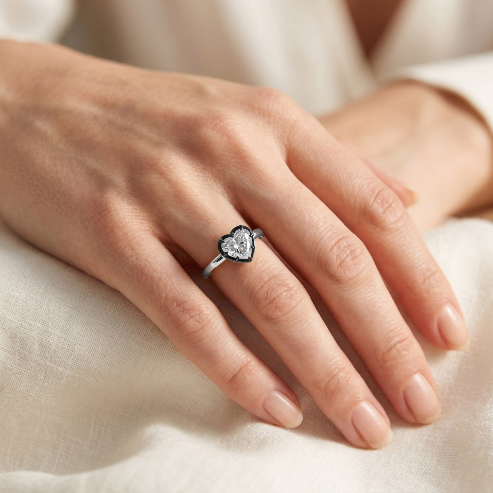 1.00 Carat Heart Shape Lab Grown Diamond Georgian Engagement Ring