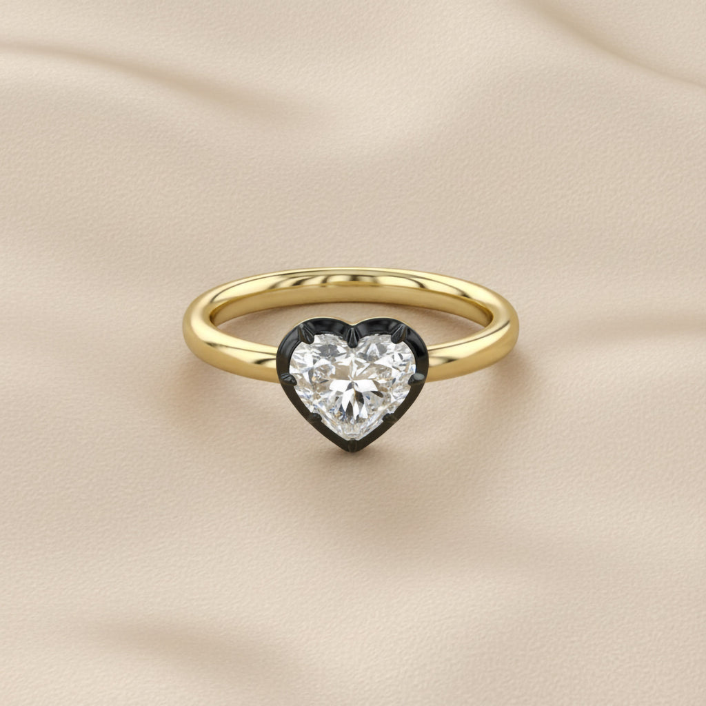 1.00 Carat Heart Shape Lab Grown Diamond Georgian Engagement Ring