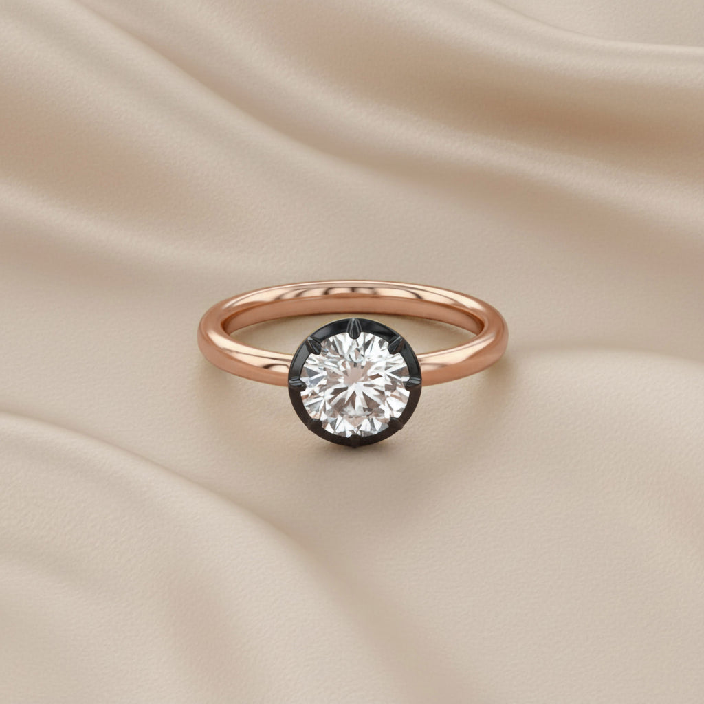 1.00 Carat Round Cut Lab Grown Diamond Georgian Pinky Ring