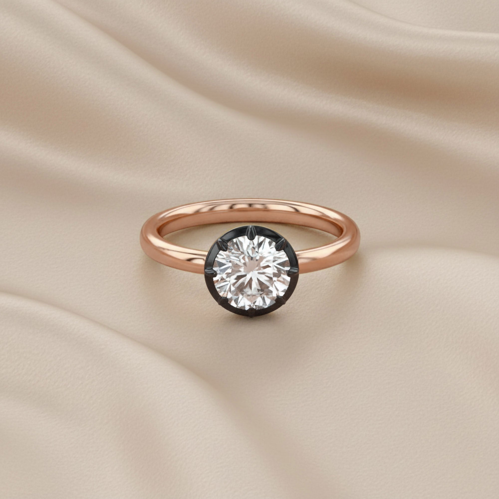 1.00 Carat Round Cut Lab Grown Diamond Georgian Pinky Ring
