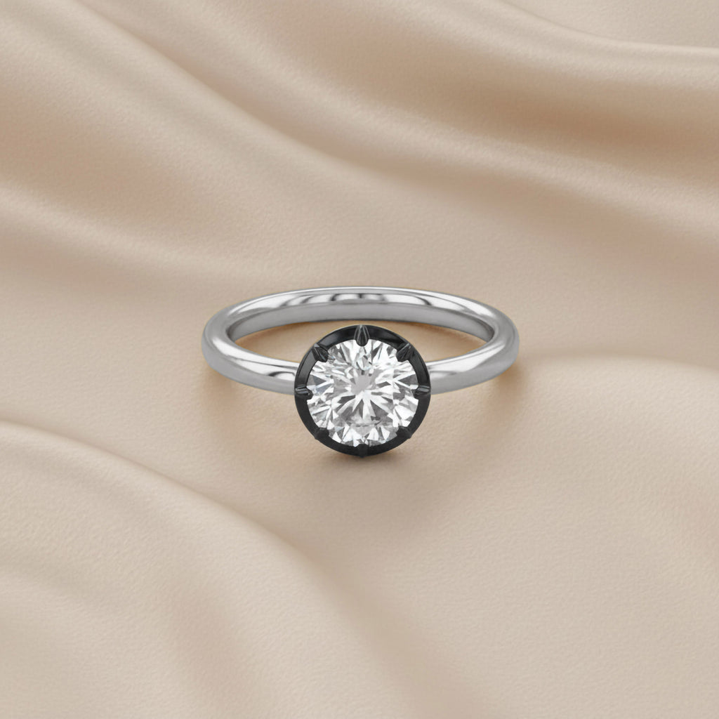 1.00 Carat Round Cut Lab Grown Diamond Georgian Pinky Ring