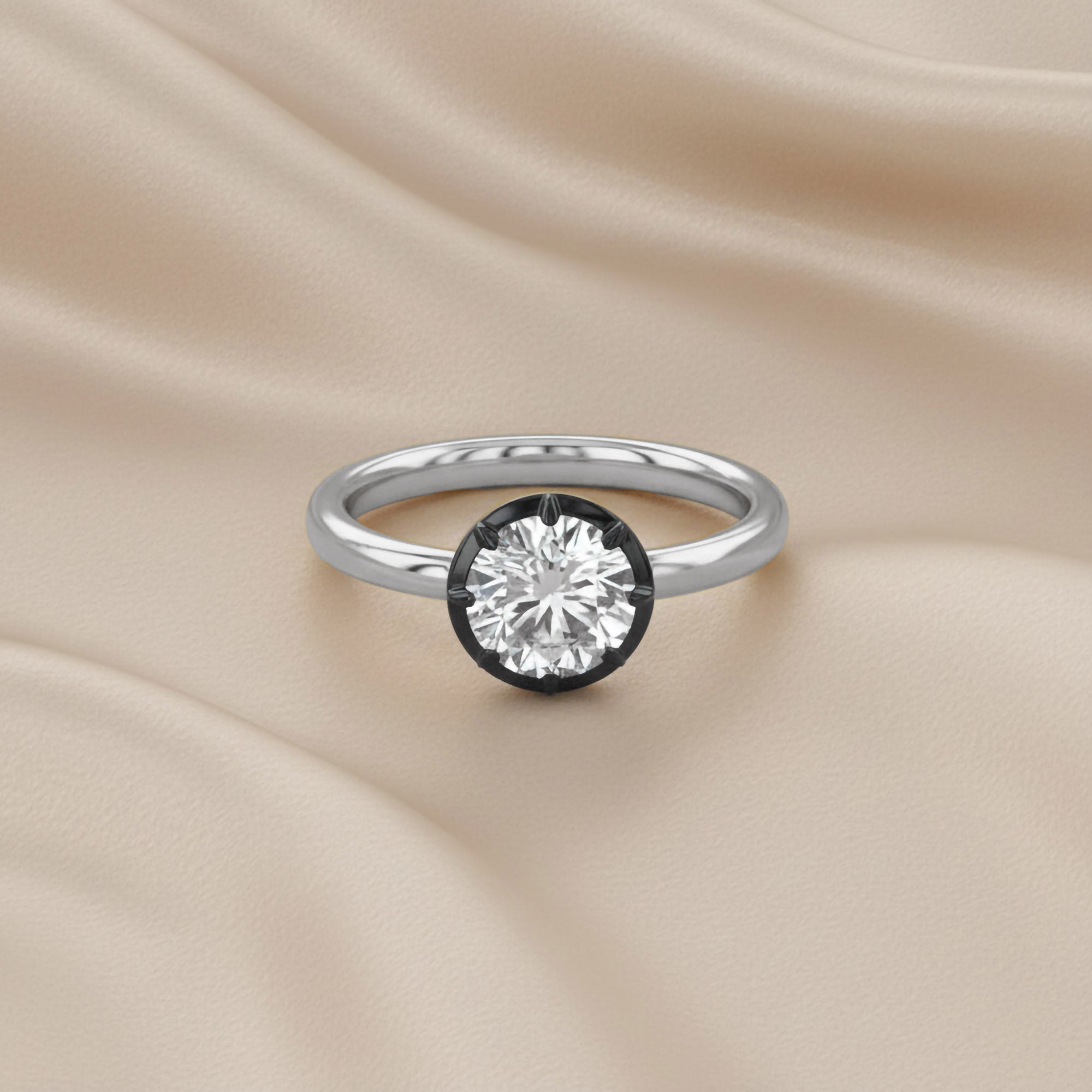 1.00 Carat Round Cut Lab Grown Diamond Georgian Pinky Ring