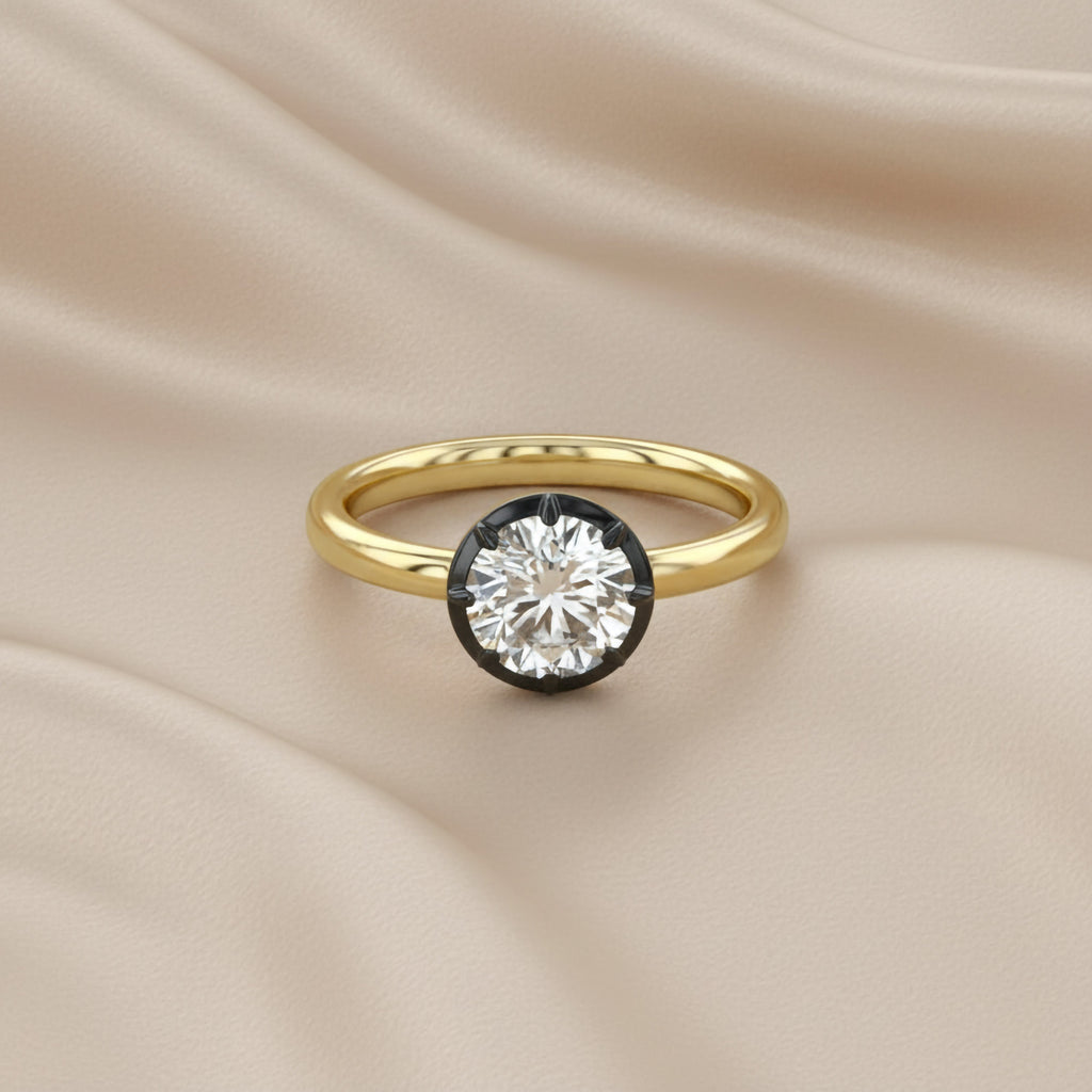1.00 Carat Round Cut Lab Grown Diamond Georgian Pinky Ring