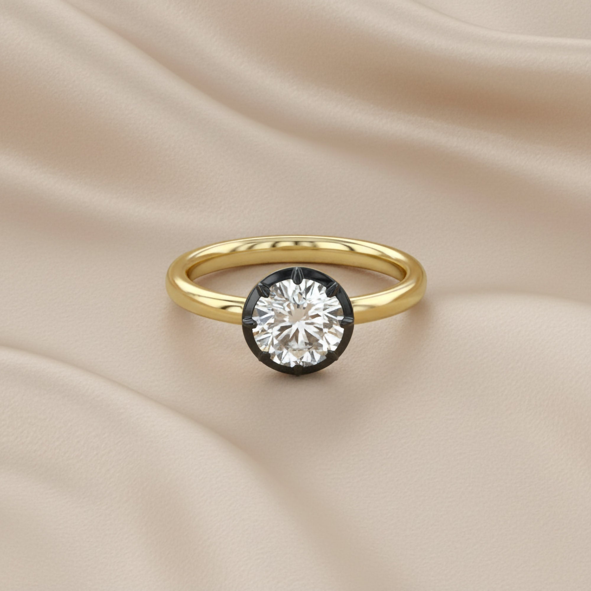 1.00 Carat Round Cut Lab Grown Diamond Georgian Pinky Ring