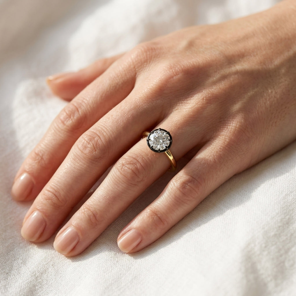 1.00 Carat Round Cut Lab Grown Diamond Georgian Pinky Ring
