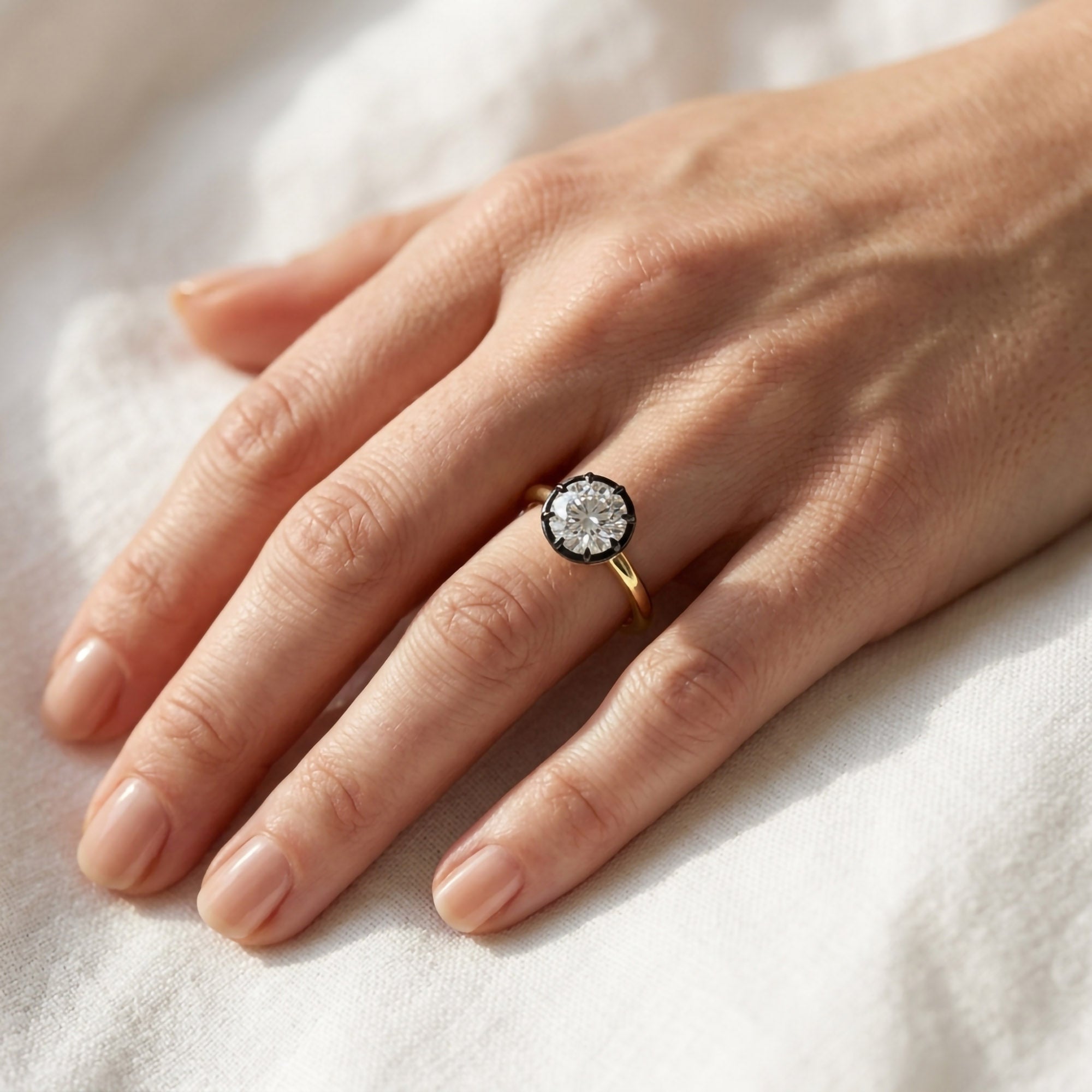 1.00 Carat Round Cut Lab Grown Diamond Georgian Pinky Ring